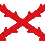 Bandera tradicional de España con la Cruz de Borgoña