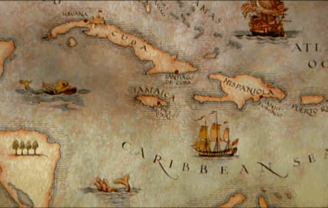 Mapa de las principales islas del Mar Caribe con Cuba y La Española