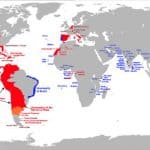 Mapa mundial con los territorios del Imperio Español