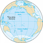 Mapa del Oceano Pacífico con América y Asia