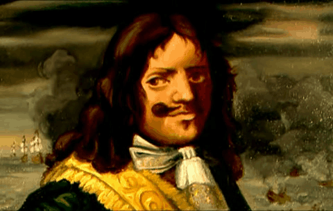 Pintura del pirata y corsario inglés Morgan. Gobernador de Jamaica