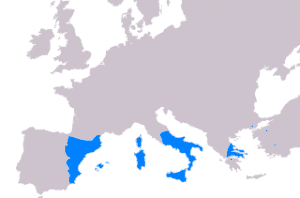 Mapa de los territorios del Imperio Aragones