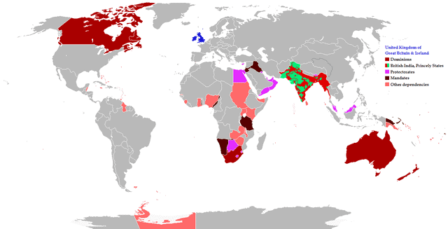Mapa del Imperio Británico en el siglo XIX