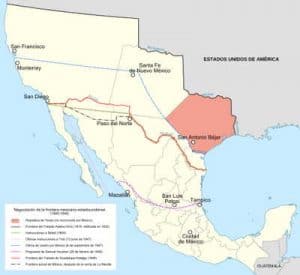 Mapa de territorios de México que pasan a U.S