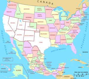 Mapa territorios de Mexico hoy estados de U.S