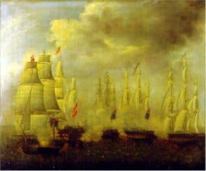 Batalla naval entre fragatas